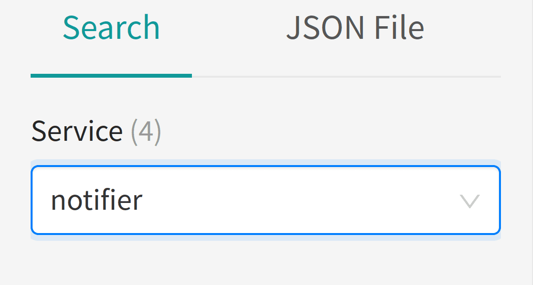 Screenshot of Jaeger GUI showing notifier in the list of services available for in-depth inspection of spans