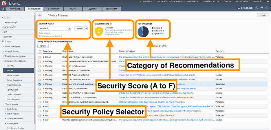 Figure 1: View the BIG-IQ 8.0 Configuration Analyzer to easily audit security policies, detect violations and anomalies, and enable strong app protections