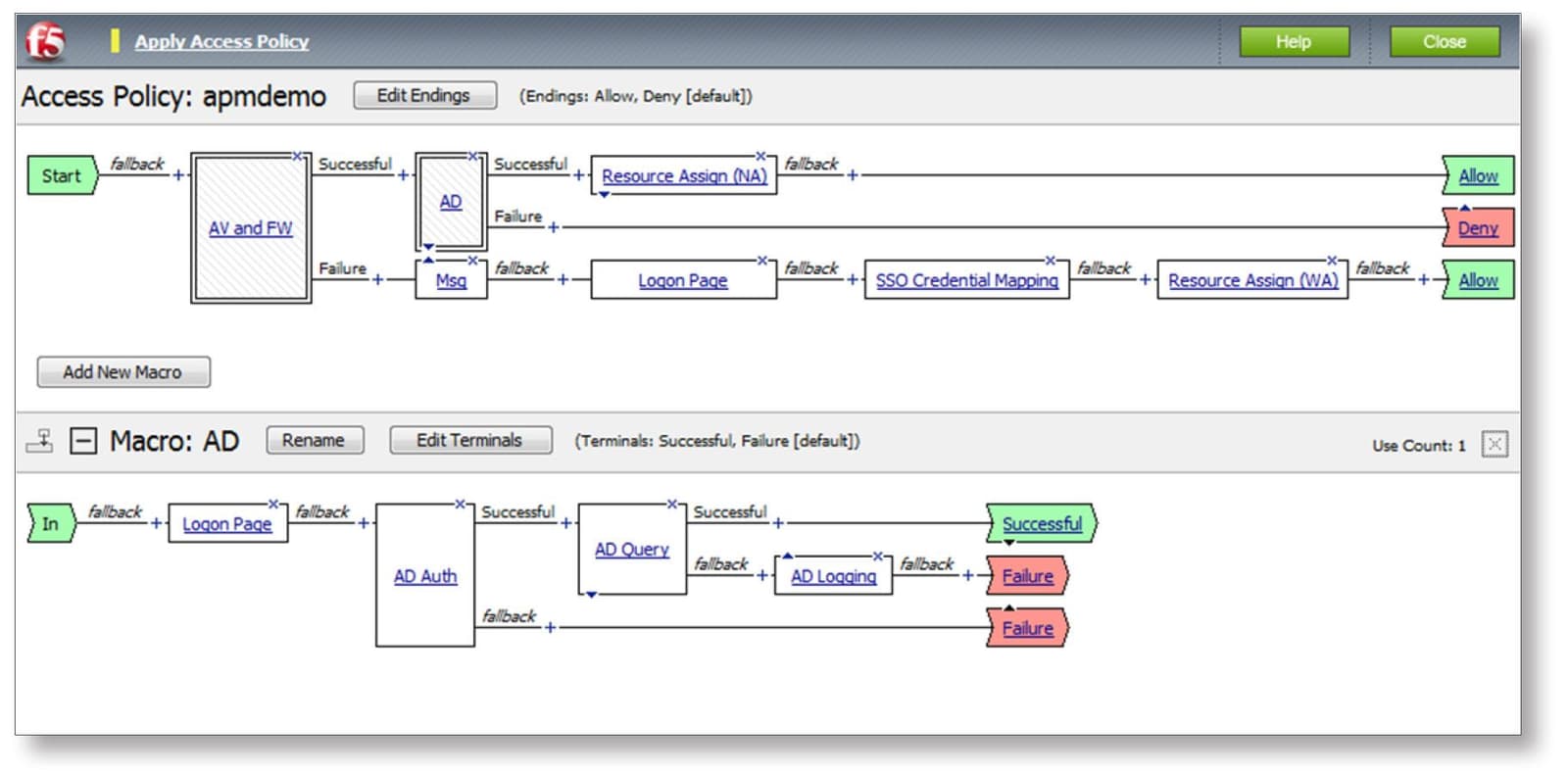 The BIG-IP APM Visual Policy Editor